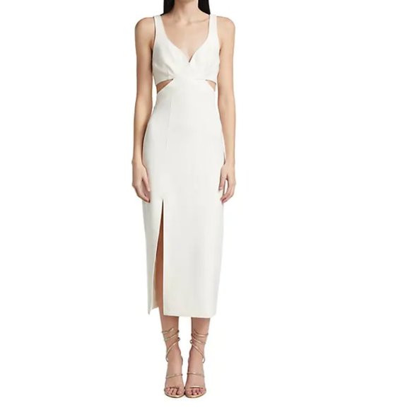 NWT Halsey Ivory Cutout Midi Dress - Picture 1 of 4